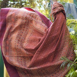 Double Kantha Cotton Maroon Bedspread/Duvet