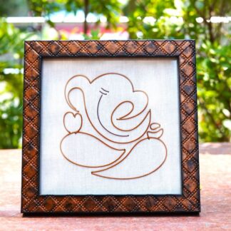 Wooden Framed copper wire Ganesha ( 5.5 / 5 inches)