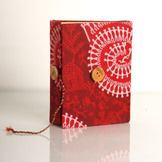 Handmade red colored diary with buttoned flap cover