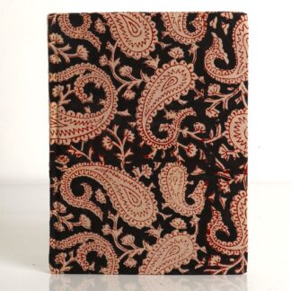Handmade diary with black traditionally printed cotton cover